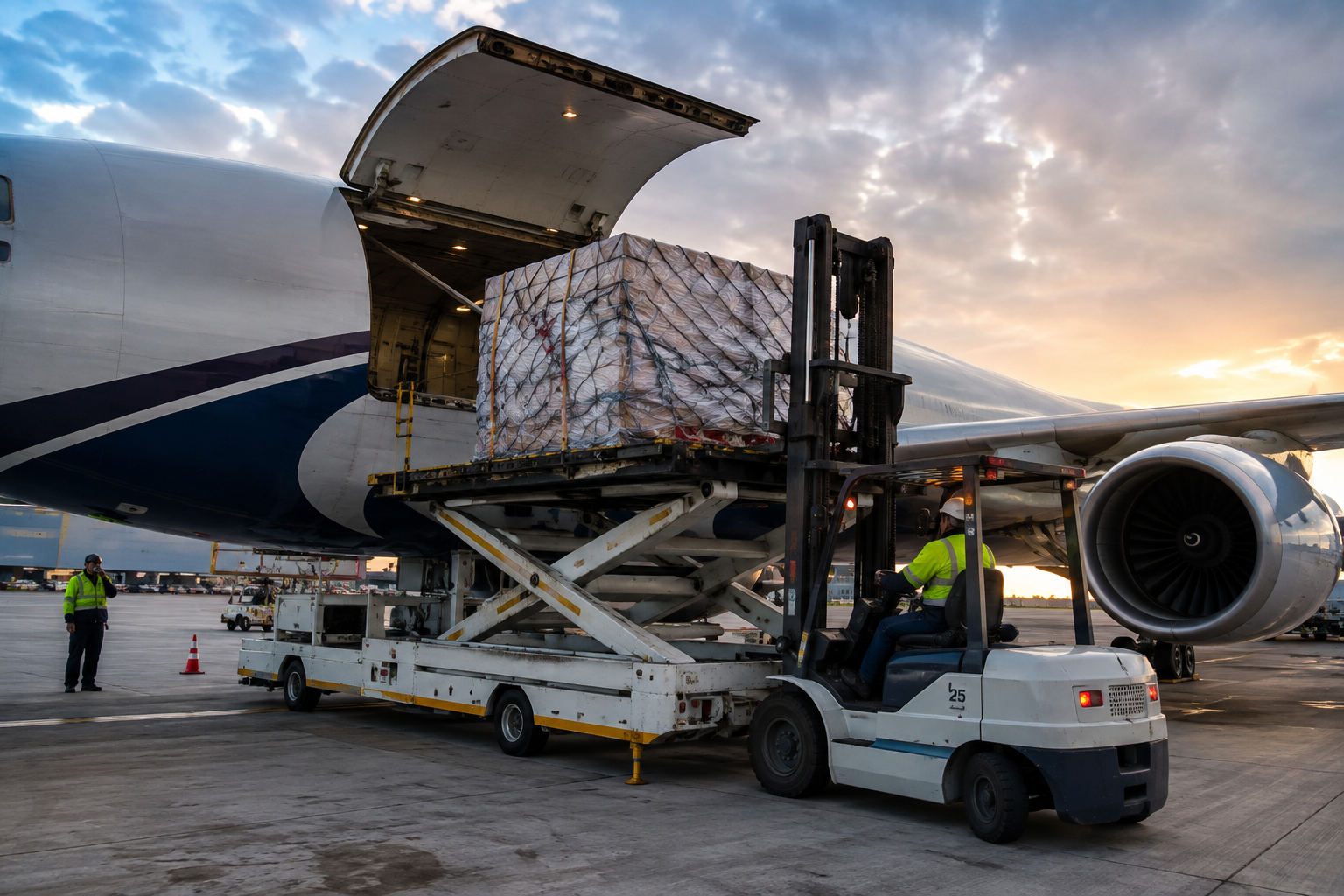 Cargo being loaded into an aircraft